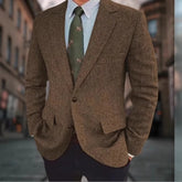 Men's Business Casual Herringbone Suit Jacket